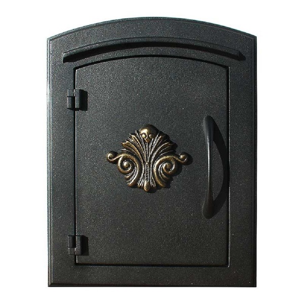 Qualarc Column Mount Mailbox w/"Decorative Scroll Logo", Black MAN-1401-BL